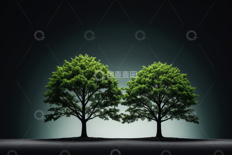 高清大图下载【趣麦麦图】两棵绿树特写