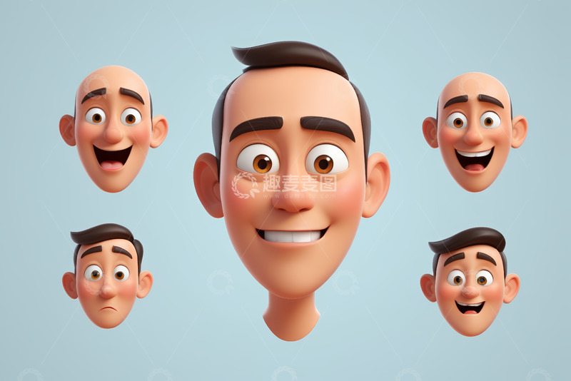 高清大图下载【趣麦麦图】卡通人物多种表情展示
