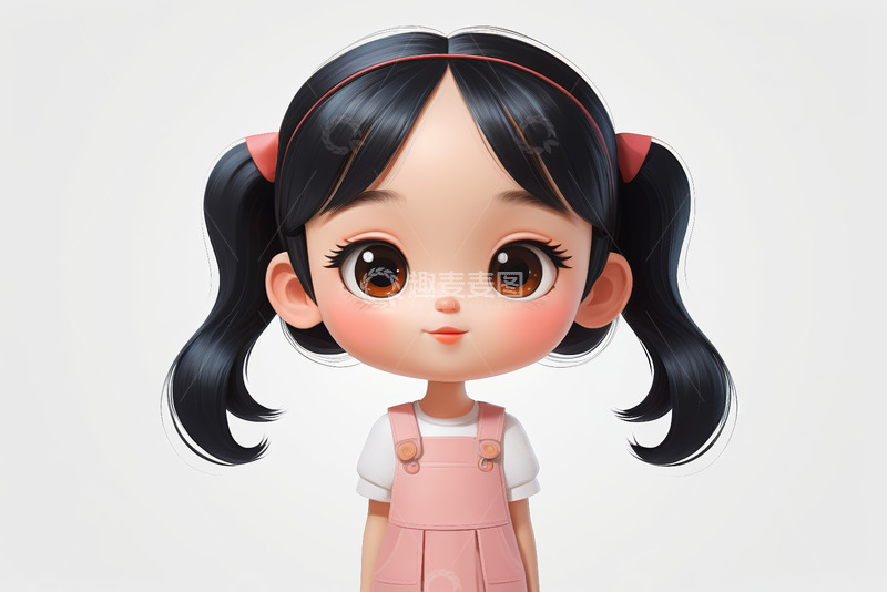 高清大图下载【趣麦麦图】双马尾卡通女孩形象