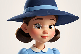 戴蓝帽双马尾卡通女孩肖像