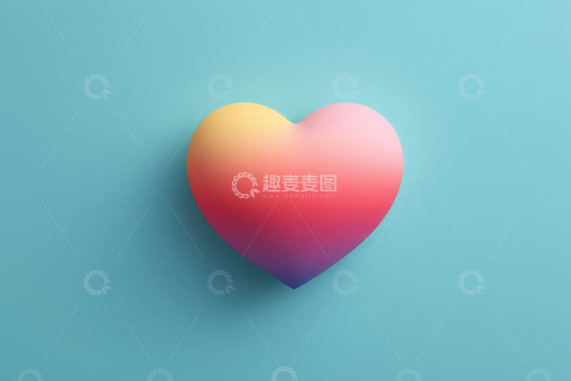 高清大图下载【趣麦麦图】蓝背景上的彩色爱心图案