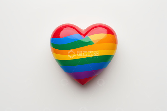 彩虹条纹心形摆件特写