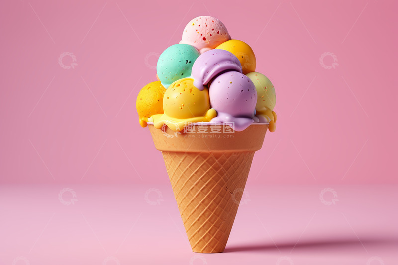 高清大图下载【趣麦麦图】多色冰淇淋球甜筒
