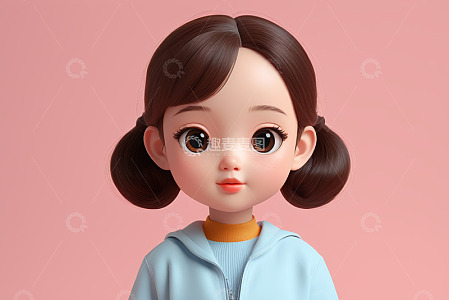可爱3D小女孩正面肖像
