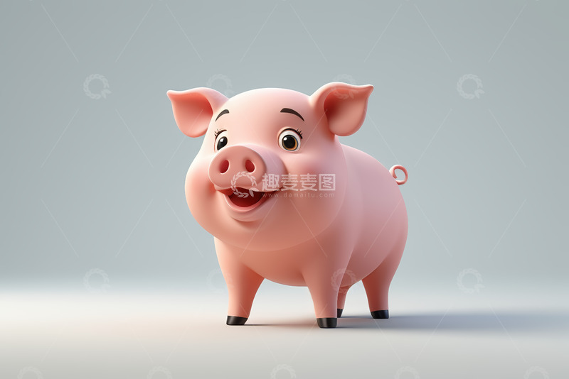 高清大图下载【趣麦麦图】卡通小猪微笑形象
