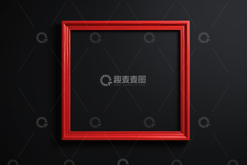 高清大图下载【趣麦麦图】黑色背景上的红色方形框架