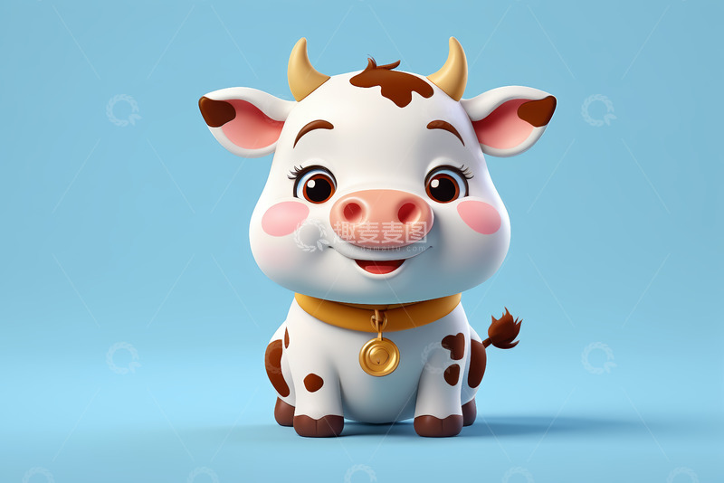 高清大图下载【趣麦麦图】可爱卡通小牛形象素材