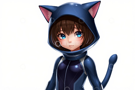 猫耳装扮的卡通女孩形象