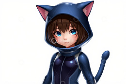 猫耳装扮的卡通女孩形象