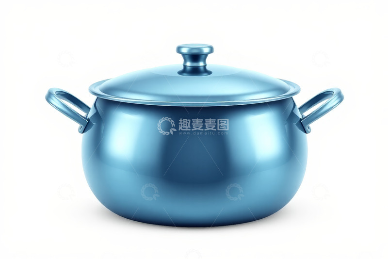 高清大图下载【趣麦麦图】蓝色烹饪锅带盖特写