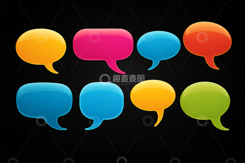高清大图下载【趣麦麦图】多彩对话气泡图标素材