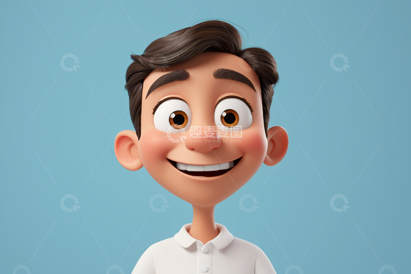 高清大图下载【趣麦麦图】卡通风格微笑男性人物特写