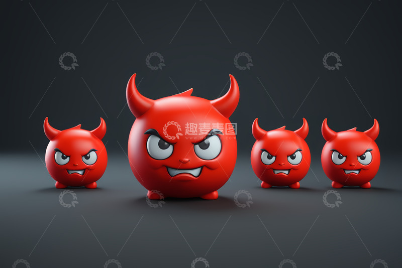 高清大图下载【趣麦麦图】红色卡通小恶魔形象
