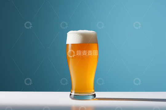 玻璃杯中的泡沫啤酒