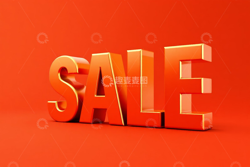 高清大图下载【趣麦麦图】红色背景立体销售文字