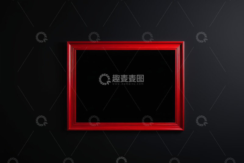高清大图下载【趣麦麦图】黑色背景上的红色装饰框架