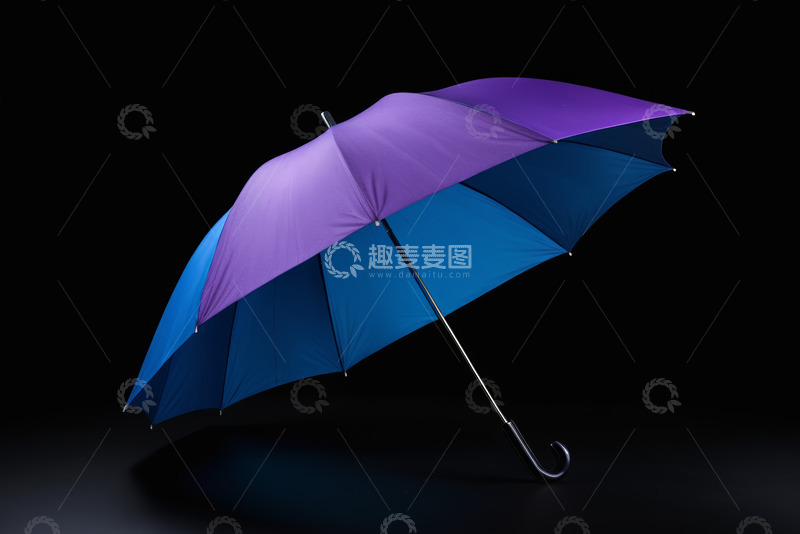 高清大图下载【趣麦麦图】紫色蓝色拼接雨伞静物