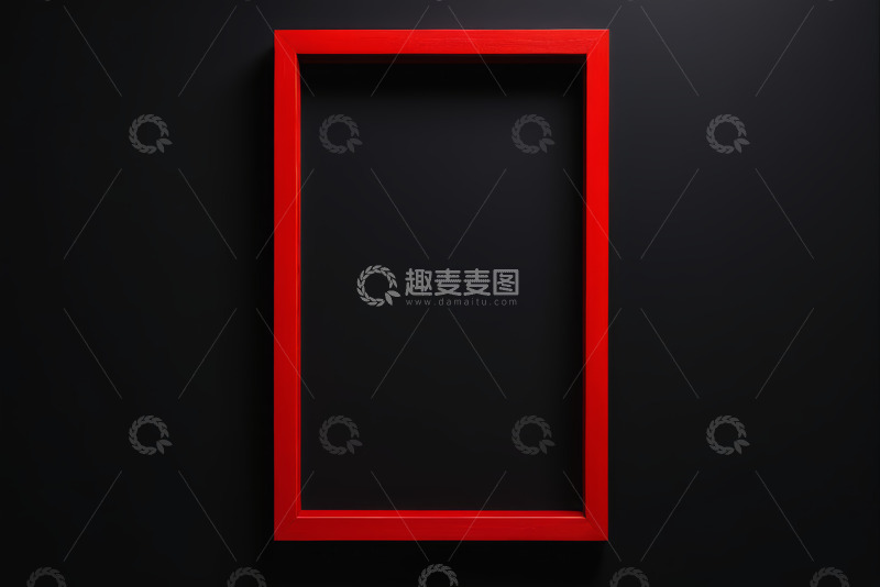 高清大图下载【趣麦麦图】黑色背景上的红色空相框