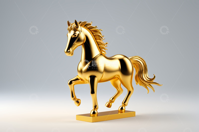 高清大图下载【趣麦麦图】金色骏马雕塑