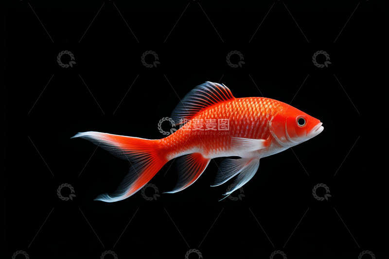 高清大图下载【趣麦麦图】游动的红色金鱼特写