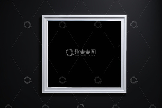 黑色背景上的白色方形框架