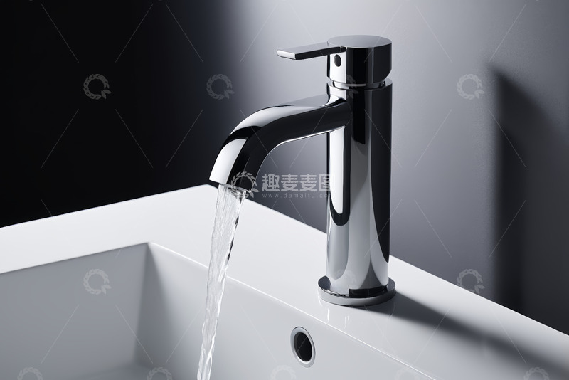 高清大图下载【趣麦麦图】水龙头出水的洗手池场景