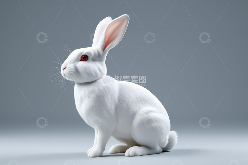 高清大图下载【趣麦麦图】白色兔子特写