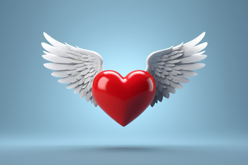 带翅膀的红色爱心素材