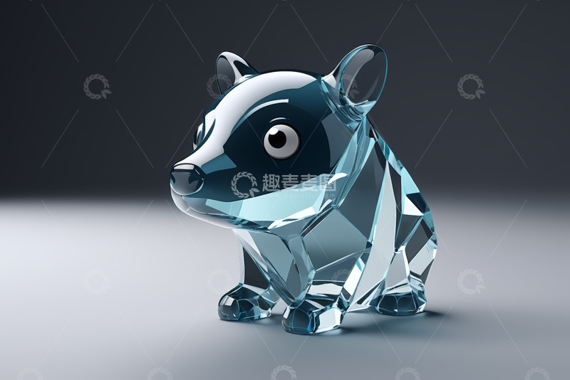 高清大图下载【趣麦麦图】透明水晶质感动物摆件