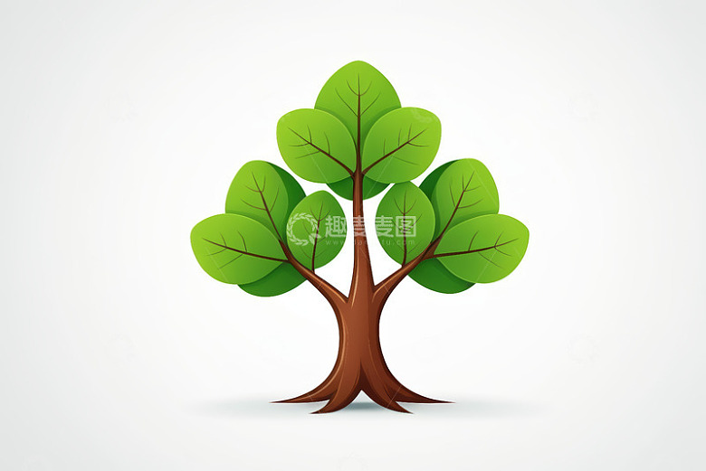 卡通风格绿色树木插画素材