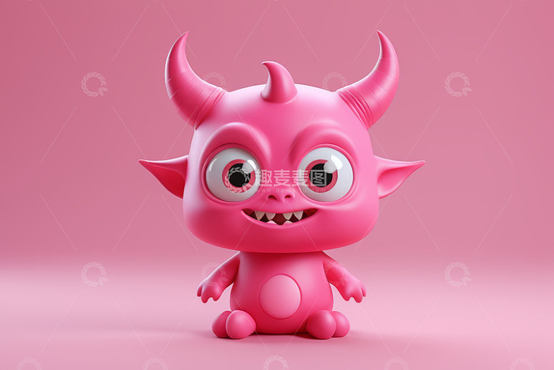 粉色卡通怪物3D形象