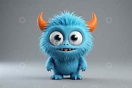 蓝色毛绒怪物卡通角色