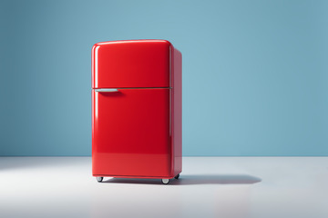 红色复古冰箱展示