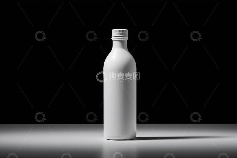 高清大图下载【趣麦麦图】黑色背景白色饮料瓶素材