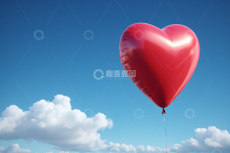 高清大图下载【趣麦麦图】天空中的心形气球