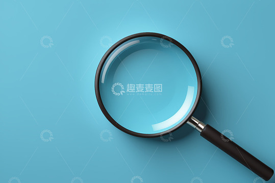 蓝色背景上的放大镜