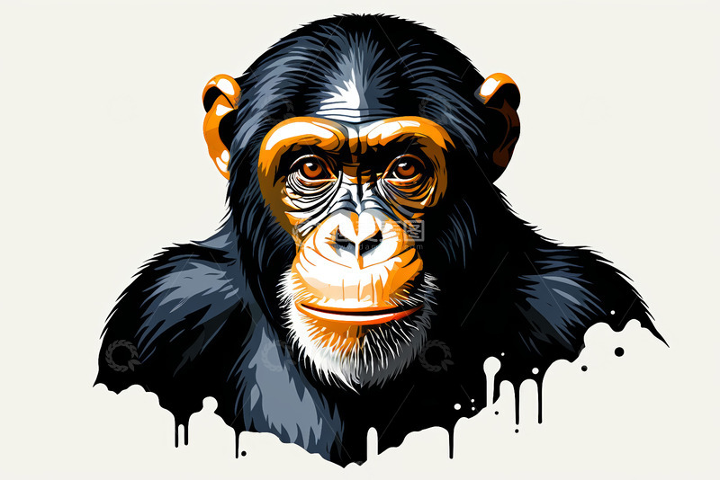 高清大图下载【趣麦麦图】黑猩猩插画肖像