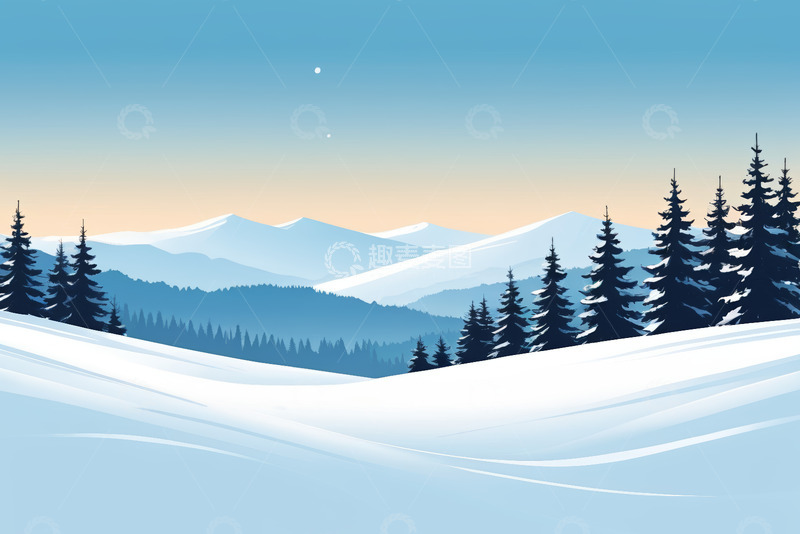 高清大图下载【趣麦麦图】冬季雪景山林风光
