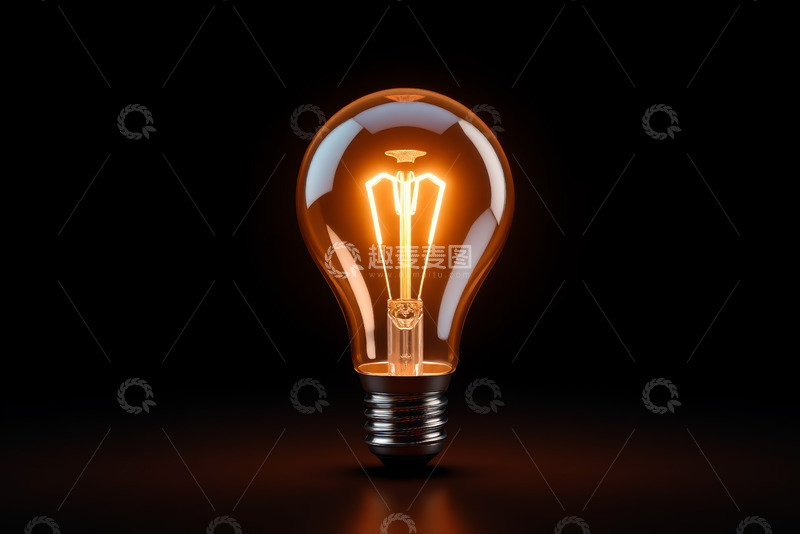 高清大图下载【趣麦麦图】发光的复古白炽灯泡