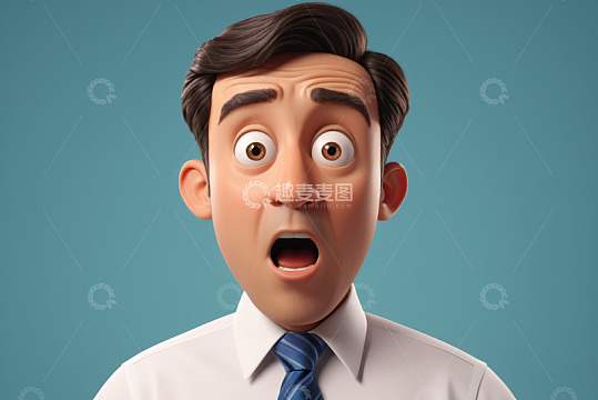 卡通风格惊讶表情的商务男人