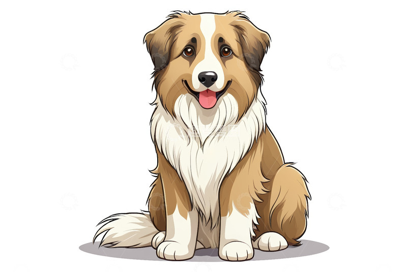高清大图下载【趣麦麦图】可爱坐姿的卡通牧羊犬