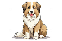 可爱坐姿的卡通牧羊犬