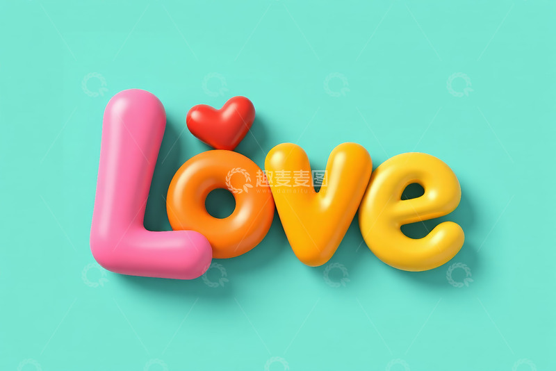 高清大图下载【趣麦麦图】-彩色立体love字母图案