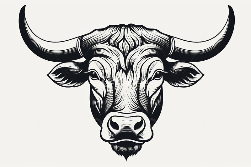 高清大图下载【趣麦麦图】黑白风格牛头图案