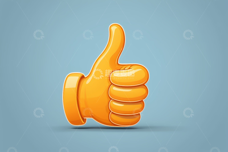 高清大图下载【趣麦麦图】橙色拇指点赞手势图标