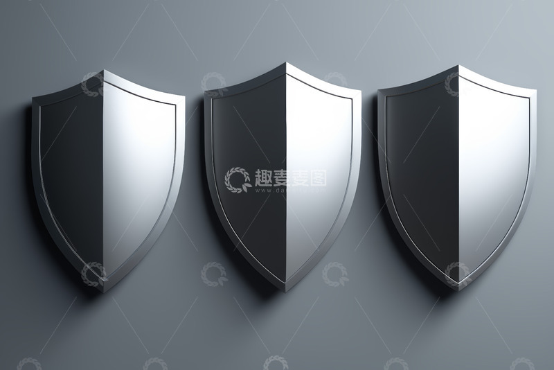 高清大图下载【趣麦麦图】三个金属盾牌排列