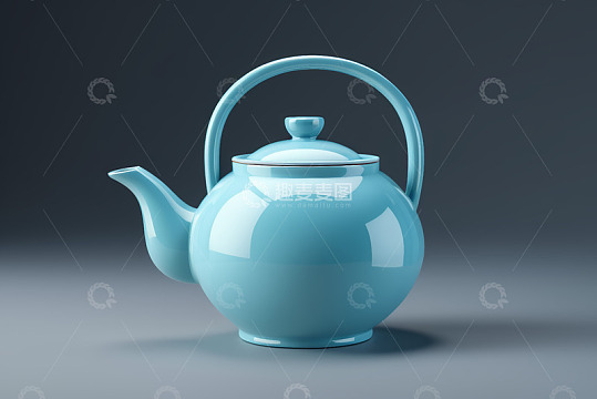 浅蓝色茶壶特写