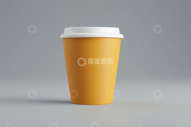 高清大图下载【趣麦麦图】黄色纸杯带白色杯盖