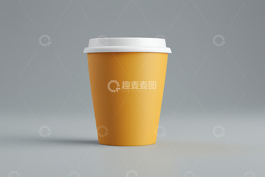 黄色纸杯带白色杯盖