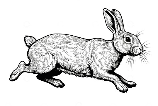 奔跑的兔子黑白插画